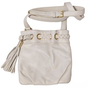 Michael Kors Ivory Leather Drawstring Crossbody Bag